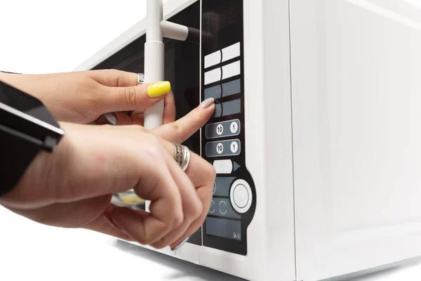 Horno Microondas Aislado Sobre Fondo Blanco —  Fotos de Stock