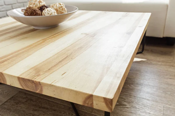 Modern Wooden Table Loft Interior — Stock Photo, Image