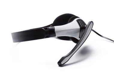 beyaz izole mikrofon kulaklık