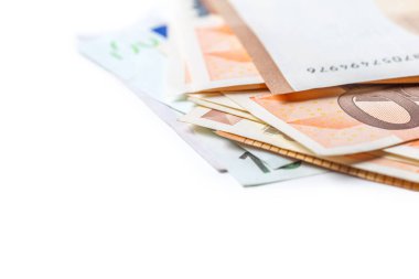 Avrupa Birliği, closeup görünümü beyaz arka plan üzerinde banknot