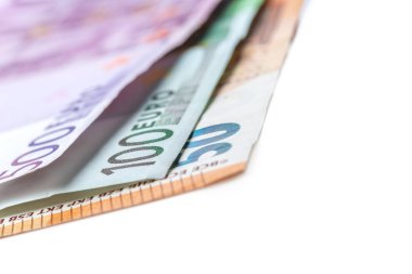 Avrupa Birliği, closeup görünümü beyaz arka plan üzerinde banknot