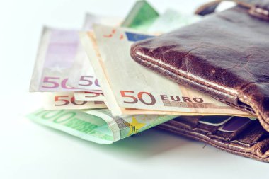 Avrupa Birliği, closeup görünümü beyaz arka plan üzerinde banknot