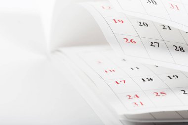 Calendar pages close up business time concept clipart