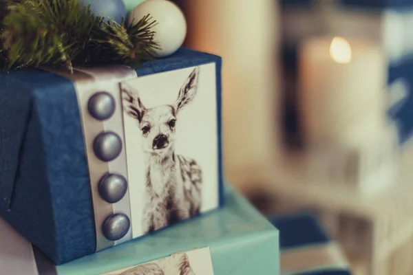 Regali Natale Boxe Festivo Con Fiocchi Colore Diverso — Foto Stock