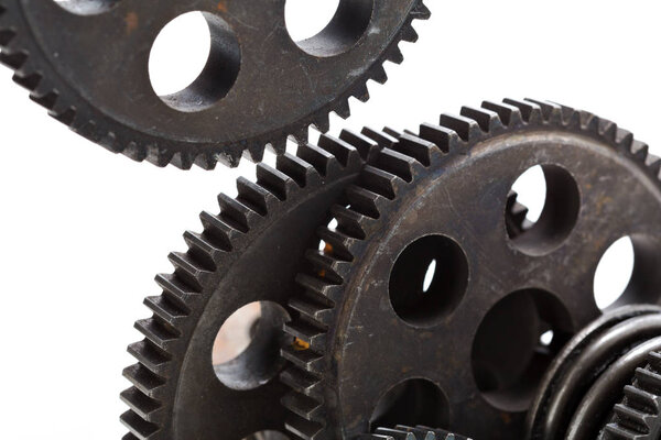 Close-up view of stack of gears