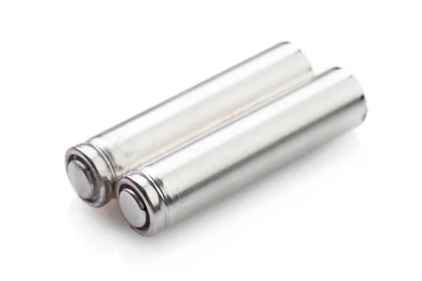 Batterijen Een Witte Achtergrond Vergrote Weergave — Stockfoto