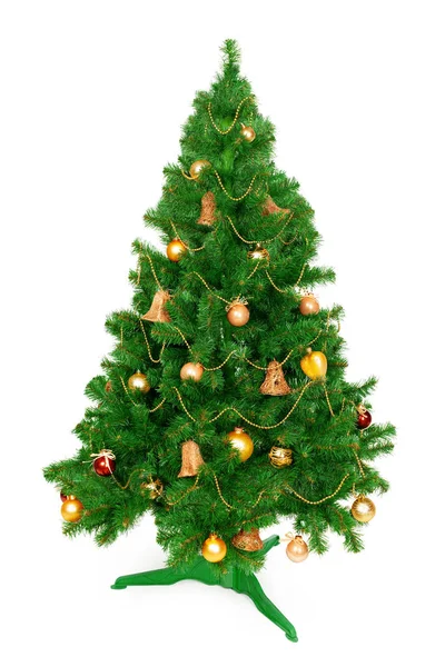 Árvore Natal Isolada Fundo Branco — Fotografia de Stock