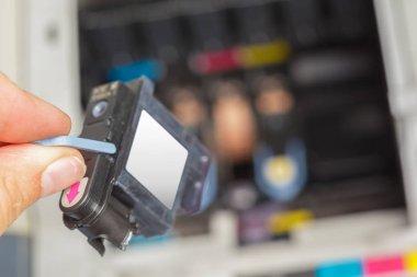 Bilgisayar yazıcı mürekkep kartuşları detay