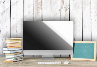 Ofis iç mockup için bilgisayar ekran.