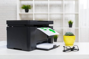 printer in office on background,close up clipart