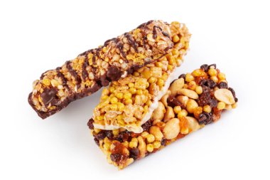 Beyaz arka plan sağlıklı granola yemeği