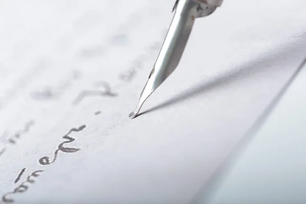 Pluma Estilográfica Carta Manuscrita Antigua — Foto de Stock