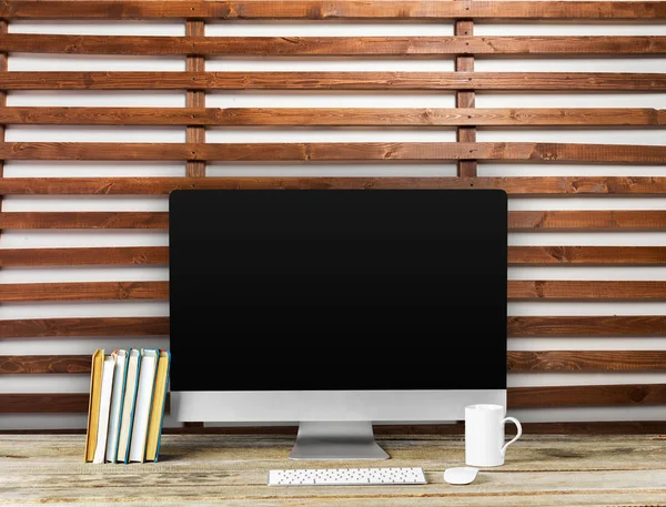 Computer Display Mockup Office Interior — Stock Photo, Image