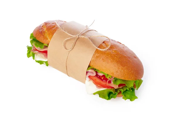 Sandwich Vit Bakgrund — Stockfoto
