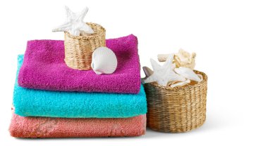 Beyaz arka plan üzerinde izole spa banyo duş öğeleri 