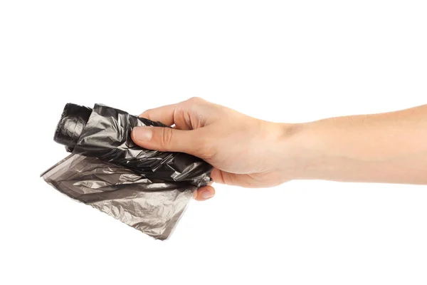 Woman Hand Holding Garbage Bag Isolated White Background — Stock Photo, Image