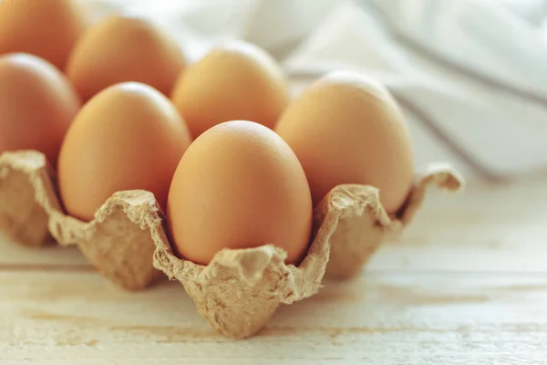 Huevos Sobre Fondo Madera Vista Cerca — Foto de Stock