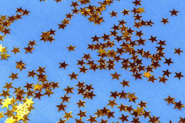 Goldene Sterne Konfetti Aus Nächster Nähe — Stockfoto