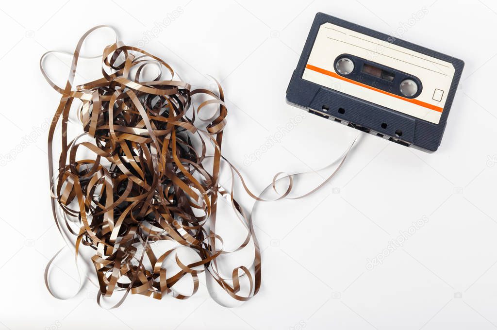 music audio tape isolated on white background