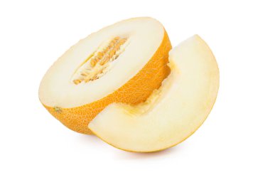 Dilimlenmiş kavun beyaz arkaplanda izole edilmiş