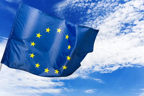 Флаг Флаг Евро Флаг Европейского Союза Размахивающий — стоковое фото