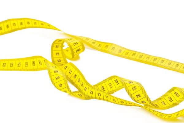 Yellow Metric Measuring Tape Isolated White Background — Stock Photo, Image