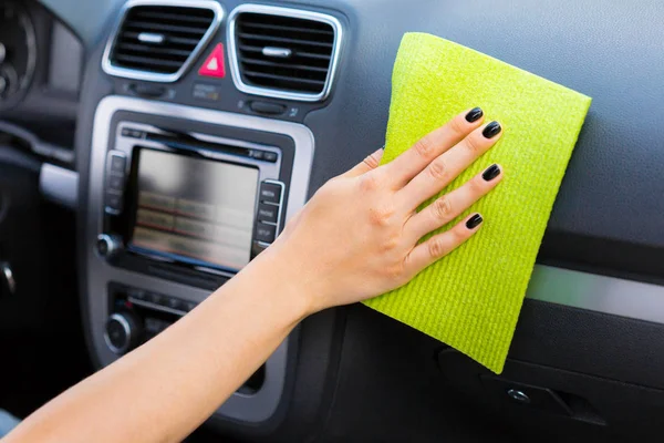 Hand Microfiber Cloth Cleaning Car — Stock Photo, Image