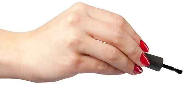 Weibliche Hand Mit Nagellack Isoliert Auf Weiß — Stockfoto