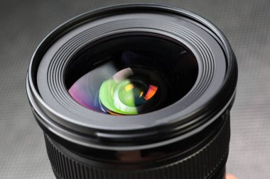 Kamera lens arka plan üzerinde yakın çekim, yakın çekim