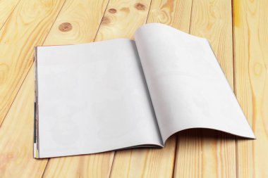 Dergi veya ahşap masa üzerinde kataloğu