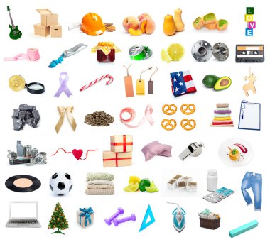 big collection of different objects isolated on white background clipart