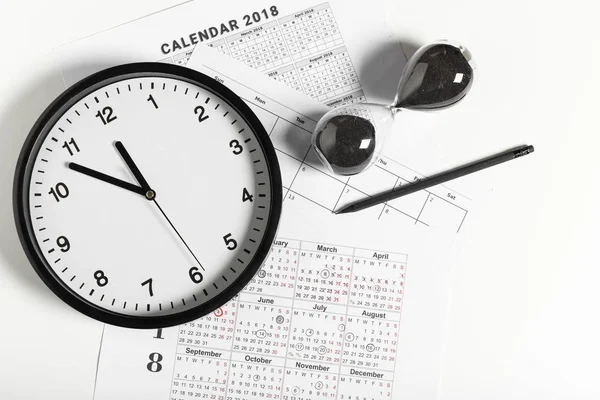 Calendario Orologio Sfondo Bianco — Foto Stock