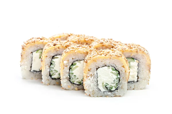 Rollos Sushi Aislados Sobre Fondo Blanco — Foto de Stock