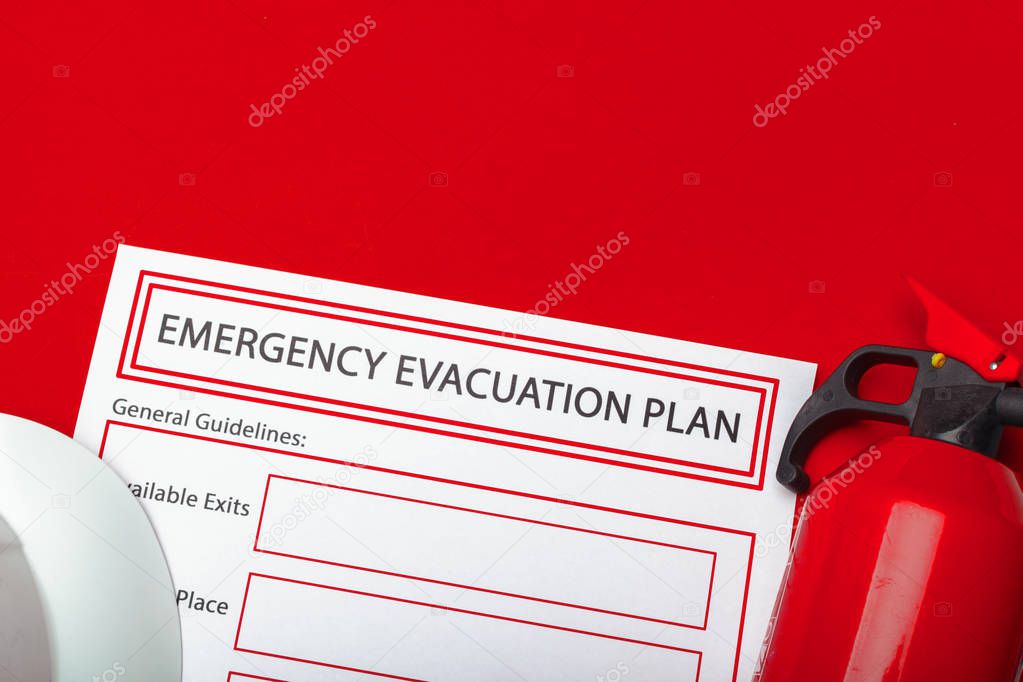 Emergency evacuation plan with copy space