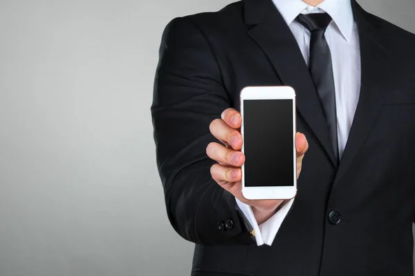 Close Businessman Using Mobile Smart Phone — Stock Photo, Image