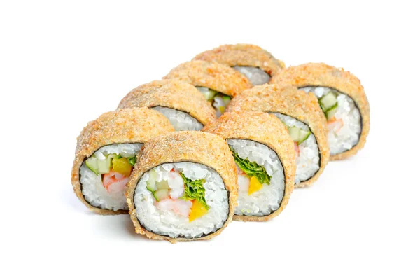 Japanische Sushi Rollen Auf Weißem Hintergrund — Stockfoto