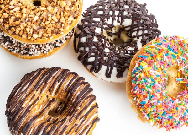 Diverse Donuts Witte Achtergrond — Stockfoto