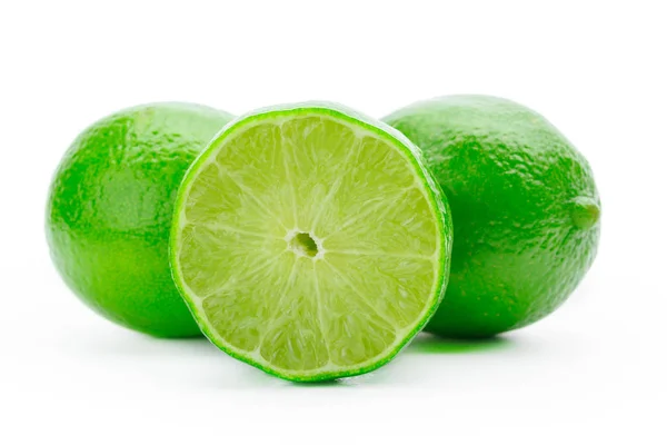 Fresh Ripe Limes Isolated White Background — Stock Photo, Image