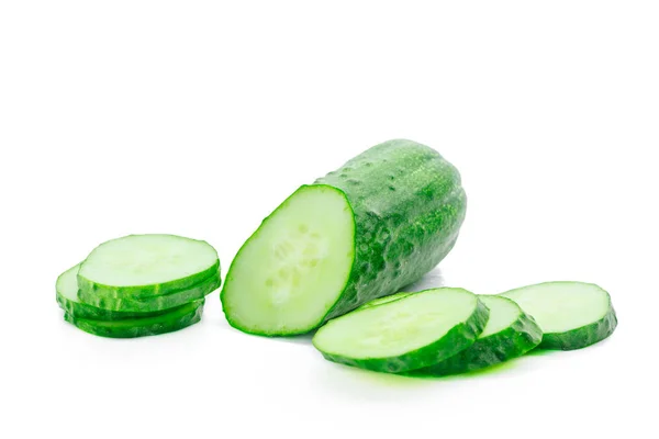 Verse Rijpe Komkommers Geïsoleerd Wit — Stockfoto