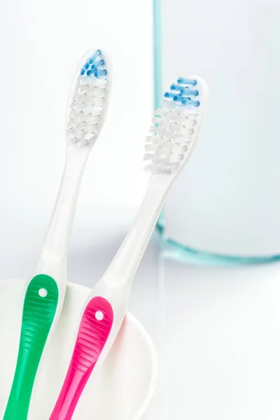 Close View Toothbrushes Light Background — Stock Photo, Image