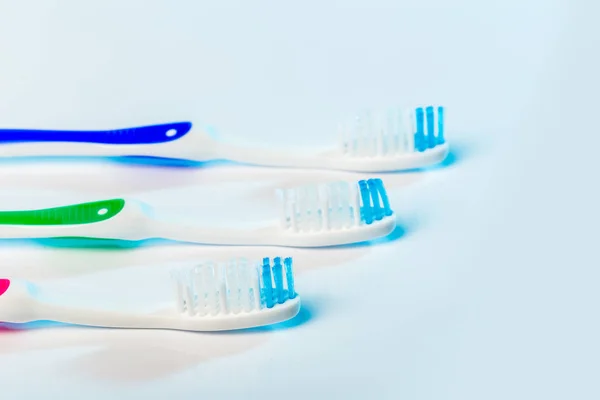 Close View Toothbrushes Light Background — Stock Photo, Image