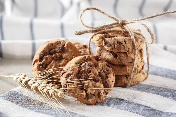 Vista Close Biscoitos Chocolate Chip — Fotografia de Stock