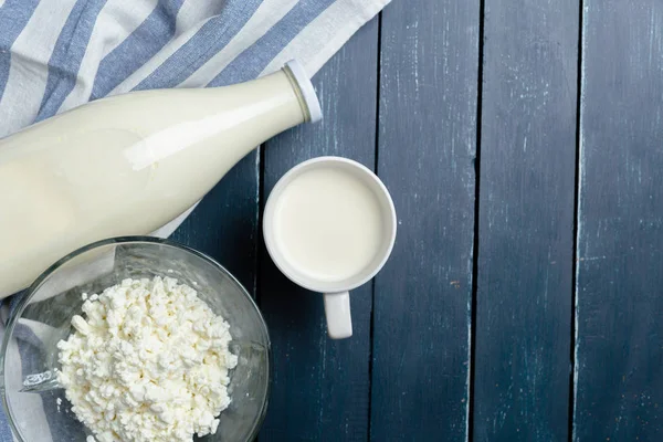 Milk Cottage Cheese Dairy Products — Stock Photo, Image