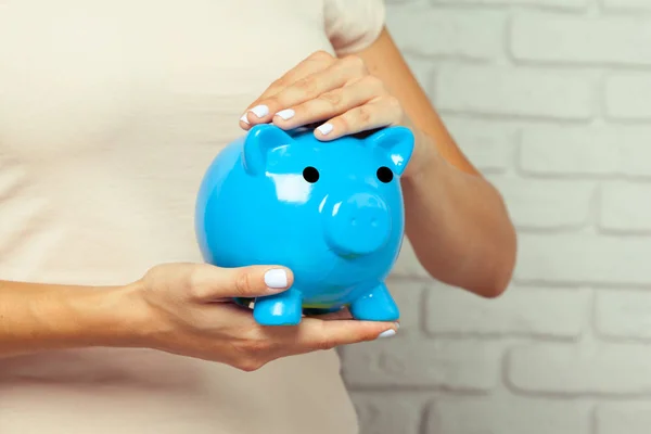 Blue piggy bank or money box