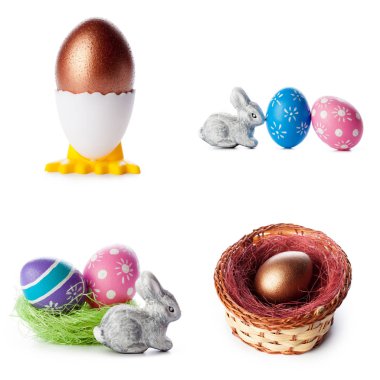 Beyaz arka planda izole edilmiş Paskalya yumurtaları 