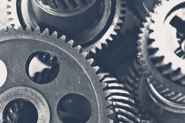 Çarkları yığını görünümünü yakın çekim 