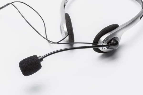Fejhallgató Mikrofonnal Elszigetelt Fehér — Stock Fotó