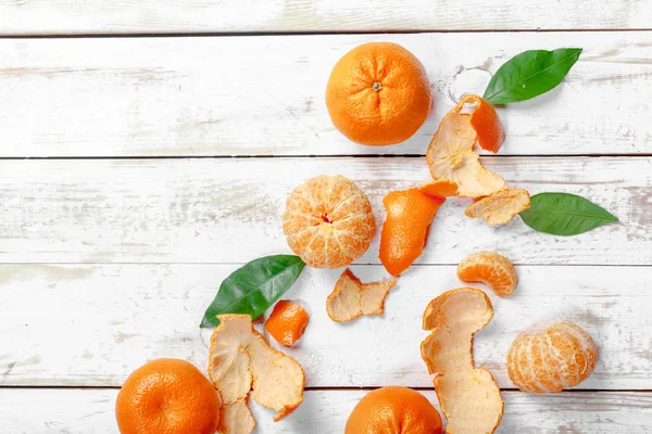 Mandarinas Frescas Sobre Mesa Madera —  Fotos de Stock