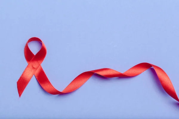 Ribbon Hiv Aids Blue Background — Stock Photo, Image