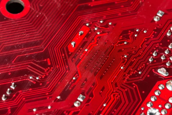 Kırmızı Bilgisayar Çipi Yakın Çekim — Stok fotoğraf